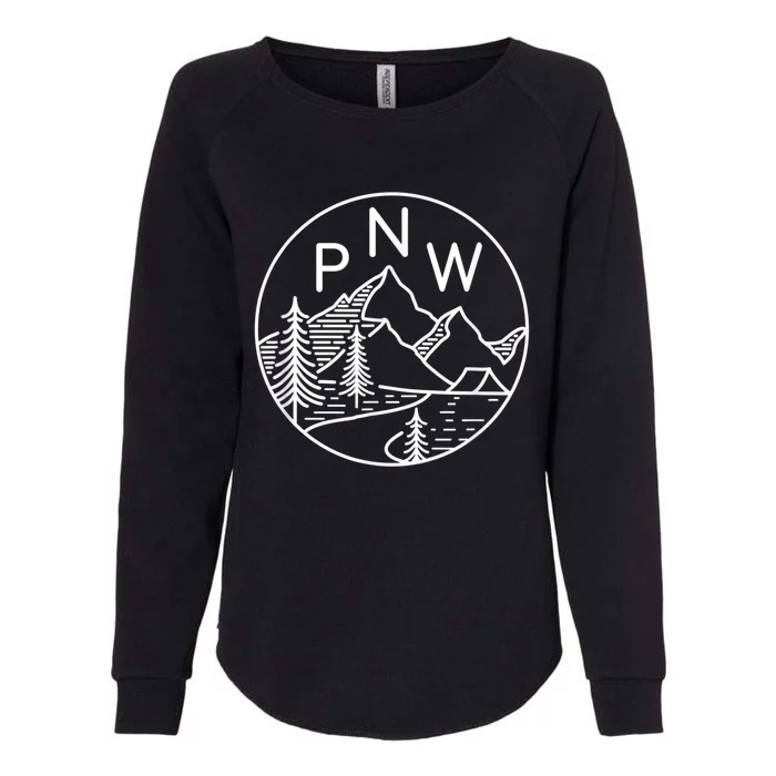 PNW Pacific Northwest Outdoors Trees Mountain Womens California Wash Sweatshirt