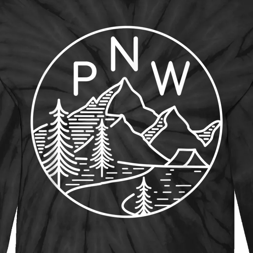 PNW Pacific Northwest Outdoors Trees Mountain Tie-Dye Long Sleeve Shirt