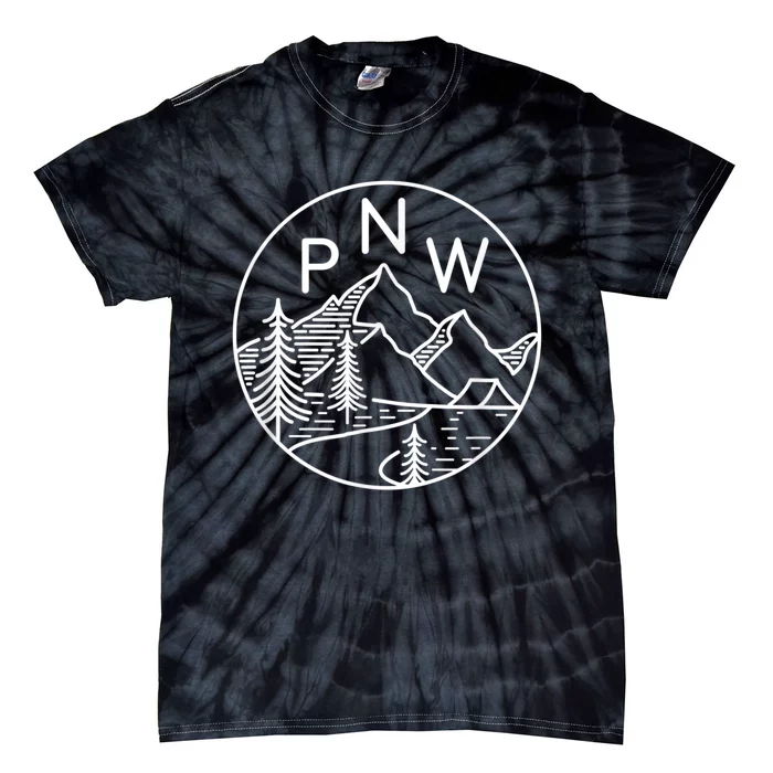 PNW Pacific Northwest Outdoors Trees Mountain Tie-Dye T-Shirt