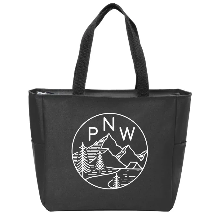 PNW Pacific Northwest Outdoors Trees Mountain Zip Tote Bag