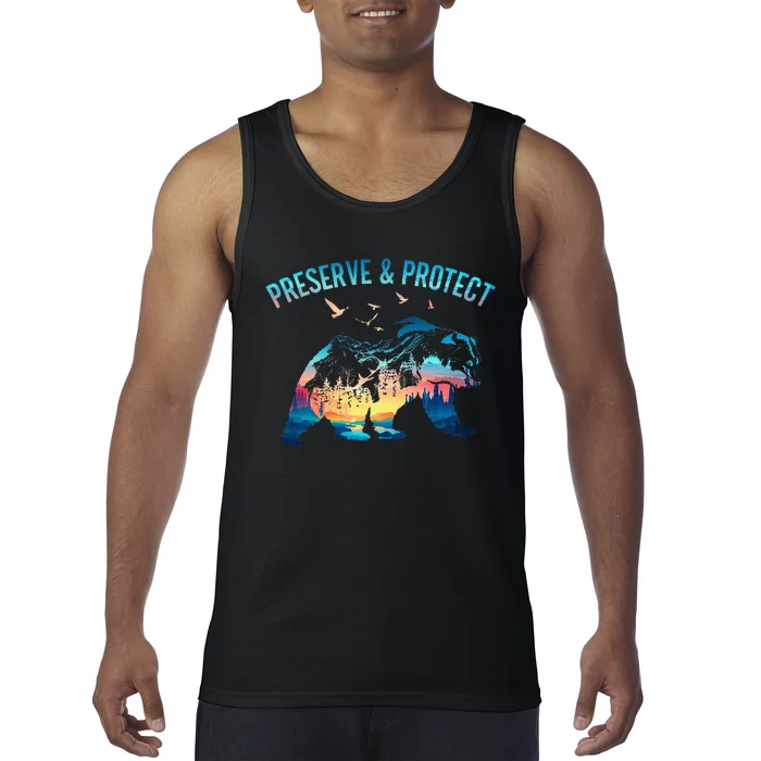 Preserve & Protect National Park Nature Forest Bear Wildlife Tank Top