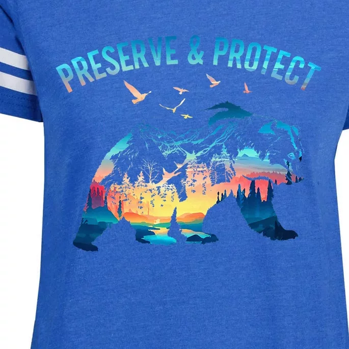 Preserve & Protect National Park Nature Forest Bear Wildlife Enza Ladies Jersey Football T-Shirt