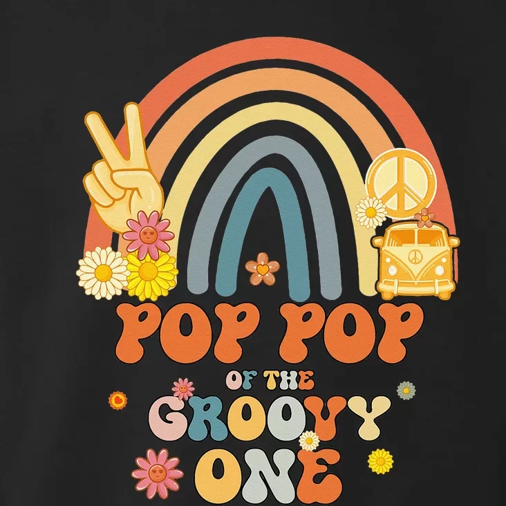 Pop Pop of the Groovy One Rainbow Boho Birthday Toddler Hoodie