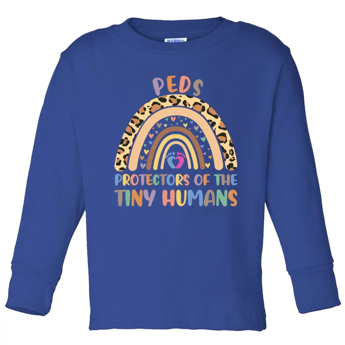 Peds Protectors Of Tiny Hu Rainbow Pediatrics Nurse Meaningful Gift Toddler Long Sleeve Shirt