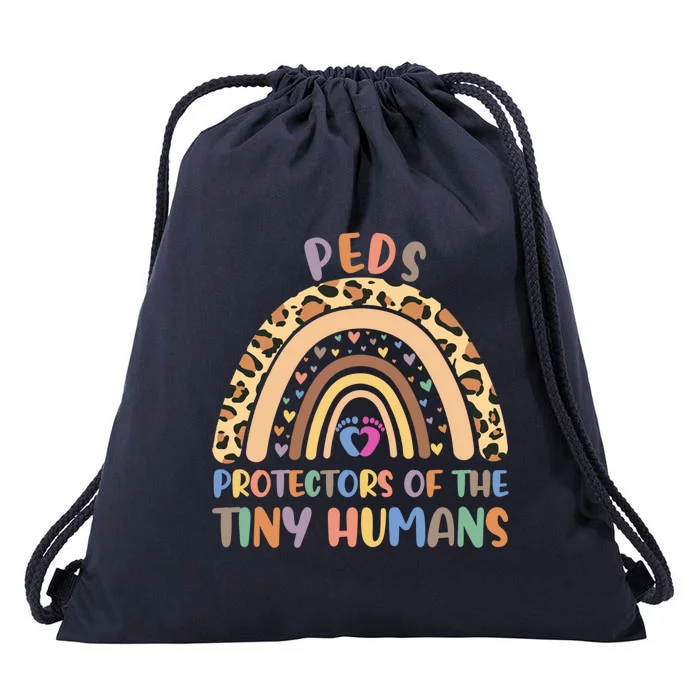 Peds Protectors Of Tiny Hu Rainbow Pediatrics Nurse Meaningful Gift Drawstring Bag