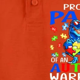 Proud Papa Of An Autism Warrior Dinosaur Gift Dry Zone Grid Performance Polo