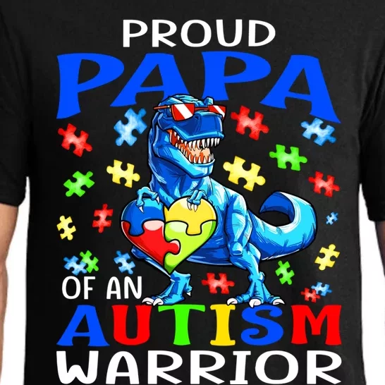 Proud Papa Of An Autism Warrior Dinosaur Gift Pajama Set