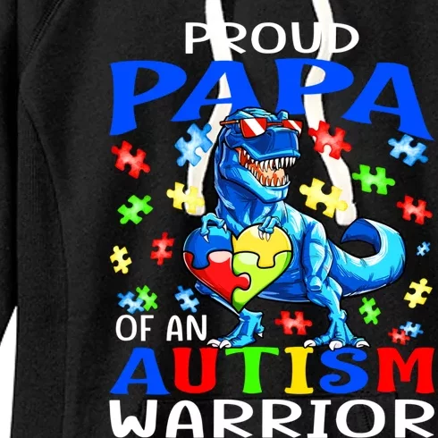 Proud Papa Of An Autism Warrior Dinosaur Gift Women's Fleece Hoodie