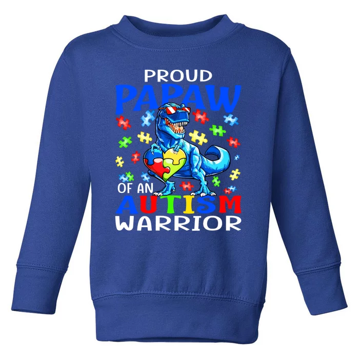 Proud Papaw Of An Autism Warrior Dinosaur Gift Toddler Sweatshirt