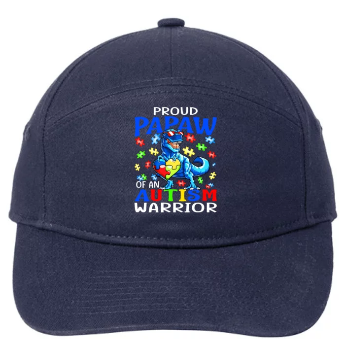 Proud Papaw Of An Autism Warrior Dinosaur Gift 7-Panel Snapback Hat