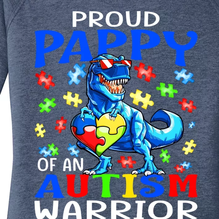 Proud Pappy Of An Autism Warrior Dinosaur Great Gift Women's Perfect Tri Tunic Long Sleeve Shirt