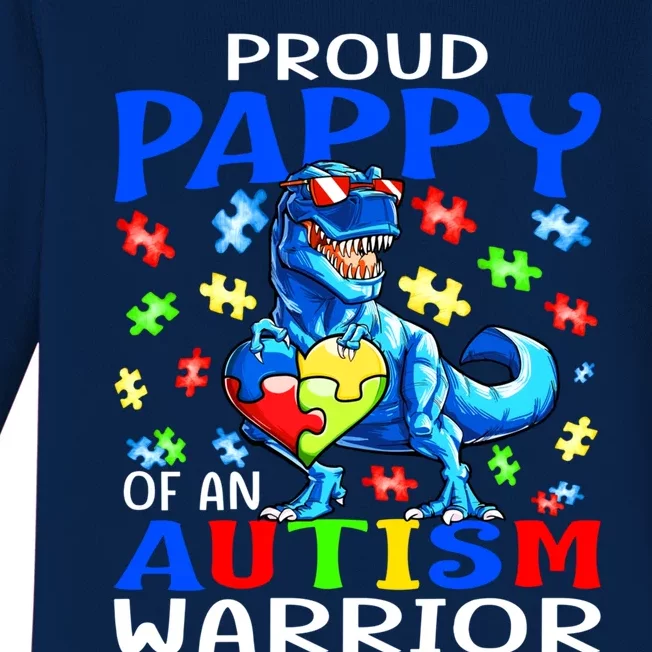 Proud Pappy Of An Autism Warrior Dinosaur Great Gift Baby Long Sleeve Bodysuit