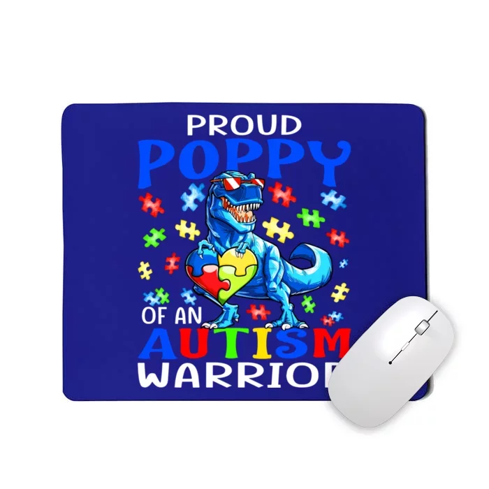 Proud Poppy Of An Autism Warrior Dinosaur Gift Mousepad