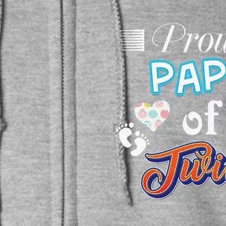 Proud Papa Of Twins Father Day Heart Footprint Dad Daddy Full Zip Hoodie