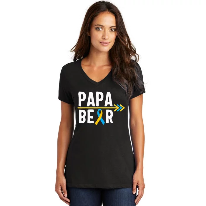 Proud Papa Of Down Syndrome Warrior Awareness Trisomy 21 Women's V-Neck T-Shirt