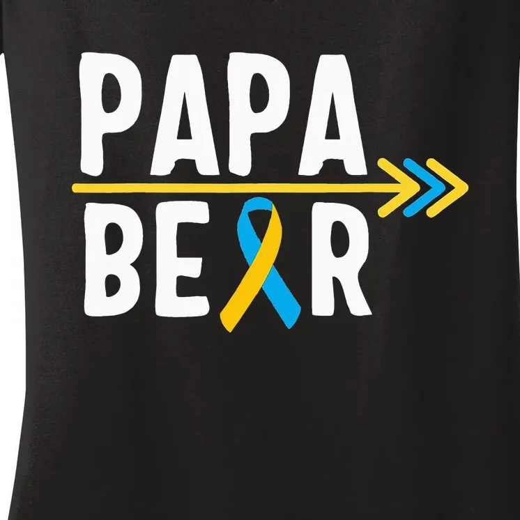 Proud Papa Of Down Syndrome Warrior Awareness Trisomy 21 Women's V-Neck T-Shirt