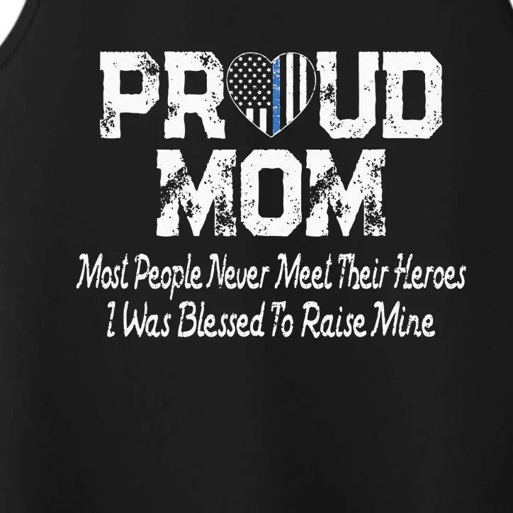 Proud Police Officer Mom Thin Blue Line Mother Gift Performance Tank