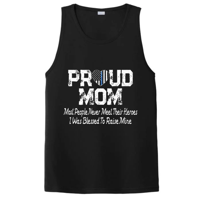 Proud Police Officer Mom Thin Blue Line Mother Gift Performance Tank