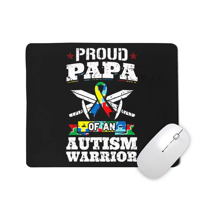 Proud Papa Of An Autism Warrior Awareness Ribbon Father Mousepad