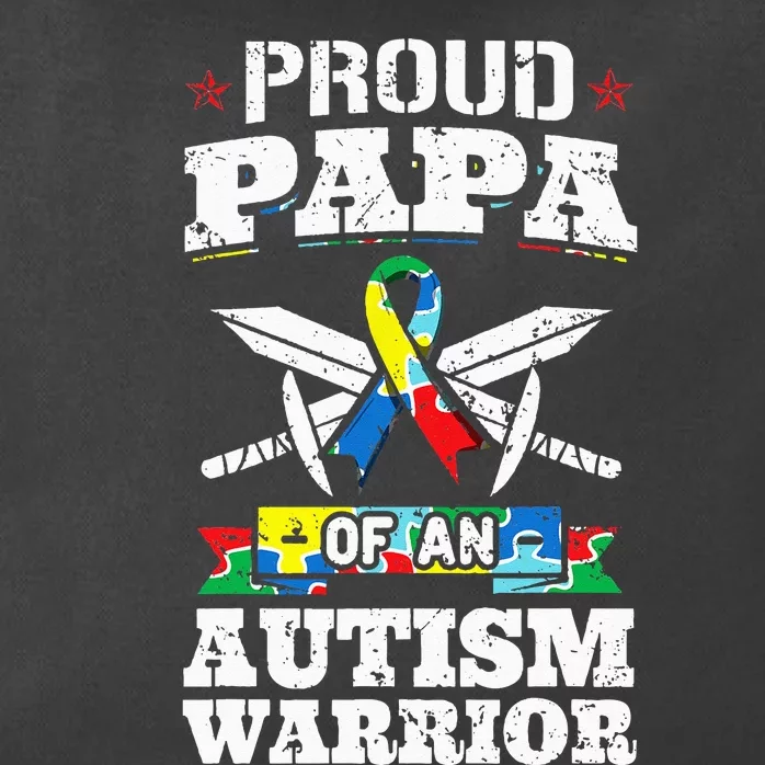 Proud Papa Of An Autism Warrior Awareness Ribbon Father Zip Tote Bag