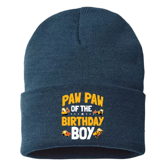 Paw Paw Of The Birthday Boy Construction Worker Bday Party Sustainable Knit Beanie