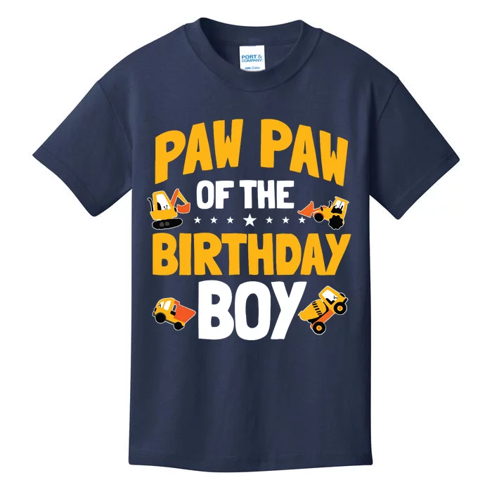 Paw Paw Of The Birthday Boy Construction Worker Bday Party Kids T-Shirt