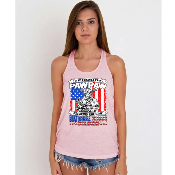 Proud Pawpaw Of National Guard Soldier Army Grandfather Gift Women's Knotted Racerback Tank