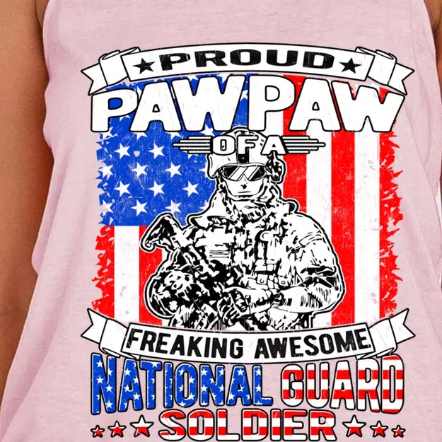 Proud Pawpaw Of National Guard Soldier Army Grandfather Gift Women's Knotted Racerback Tank