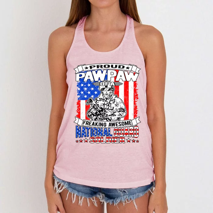 Proud Pawpaw Of National Guard Soldier Army Grandfather Gift Women's Knotted Racerback Tank