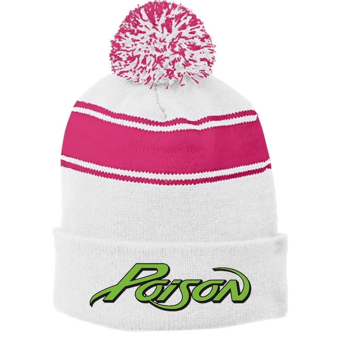 P.O.I.S.O.N Stripe Pom Pom Beanie