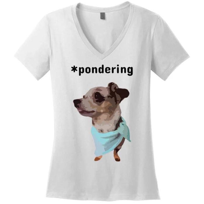 Pondering Women's V-Neck T-Shirt