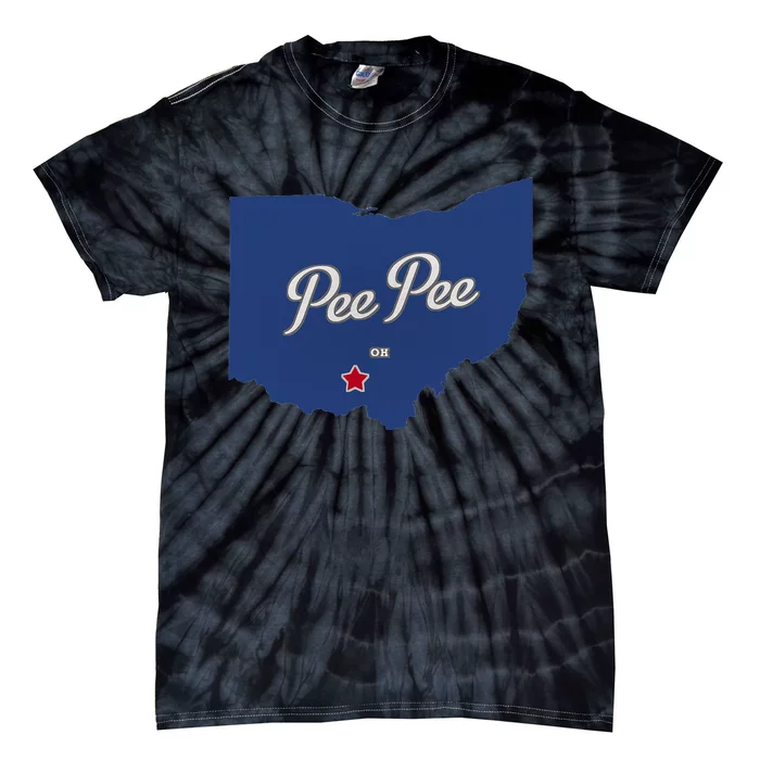 Pee Pee Ohio OH Map Tie-Dye T-Shirt