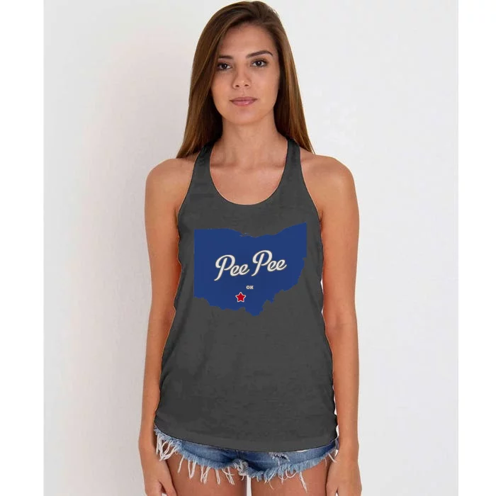 Pee Pee Ohio OH Map Women's Knotted Racerback Tank