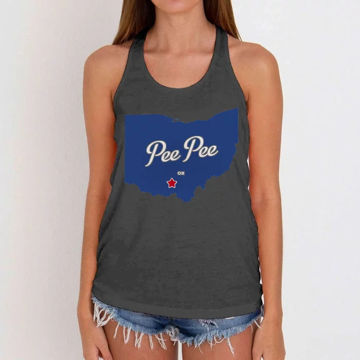 Pee Pee Ohio OH Map Women's Knotted Racerback Tank