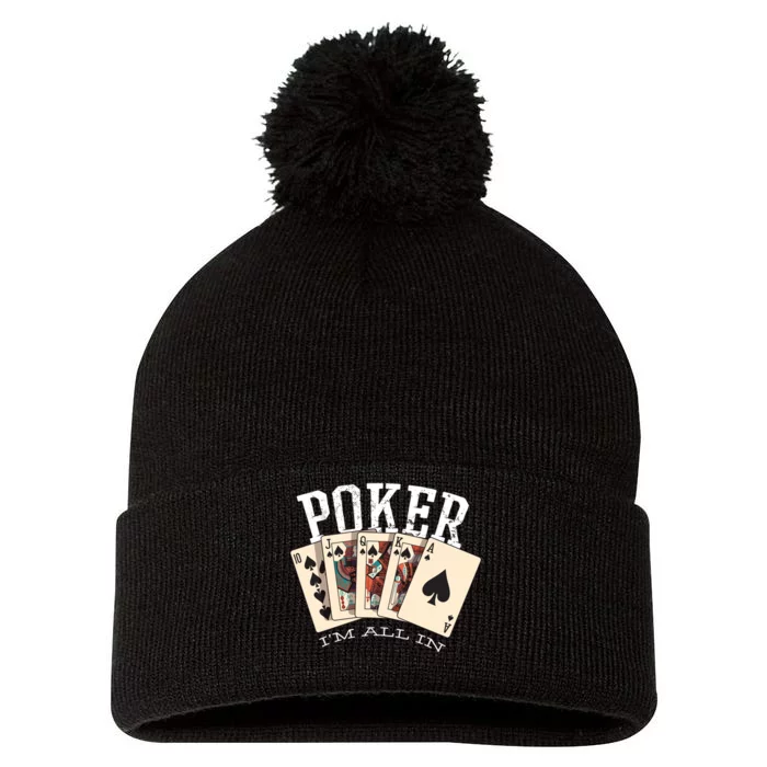 Poker Pom Pom 12in Knit Beanie