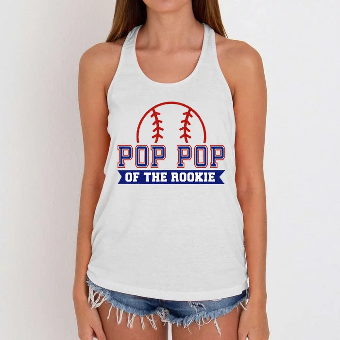 Pop Pop Of Rookie 1st Birthday Baseball Theme Matching Party Women's Knotted Racerback Tank