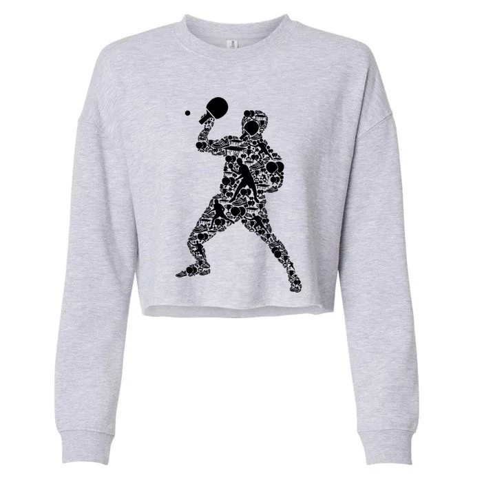 Ping Pong Player Table Tennis Gift Cropped Pullover Crew