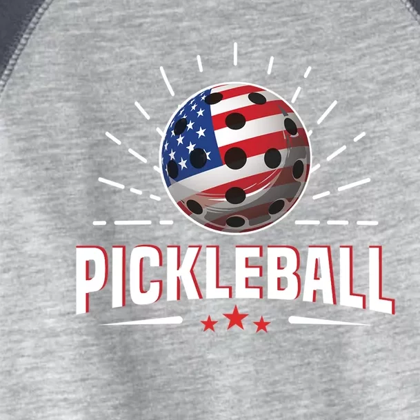 Pickleball Player Paddleball Lover Us American Flag Toddler Fine Jersey T-Shirt