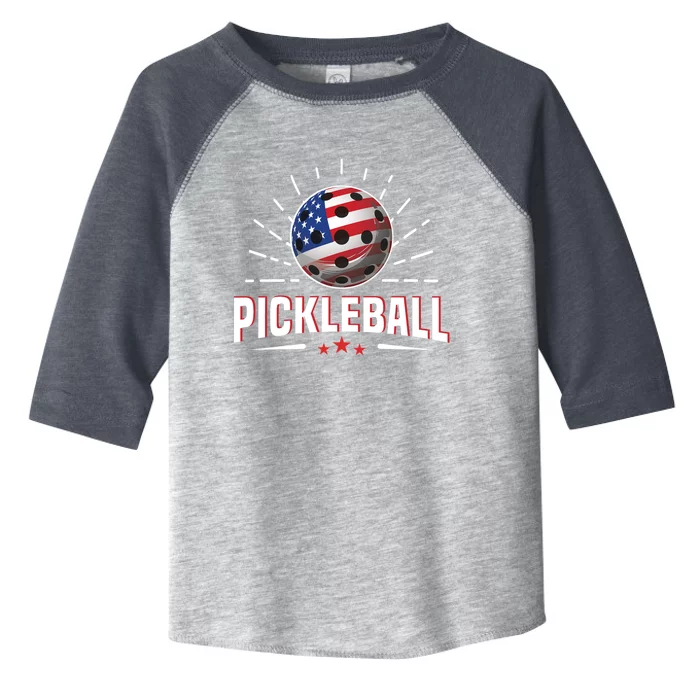 Pickleball Player Paddleball Lover Us American Flag Toddler Fine Jersey T-Shirt