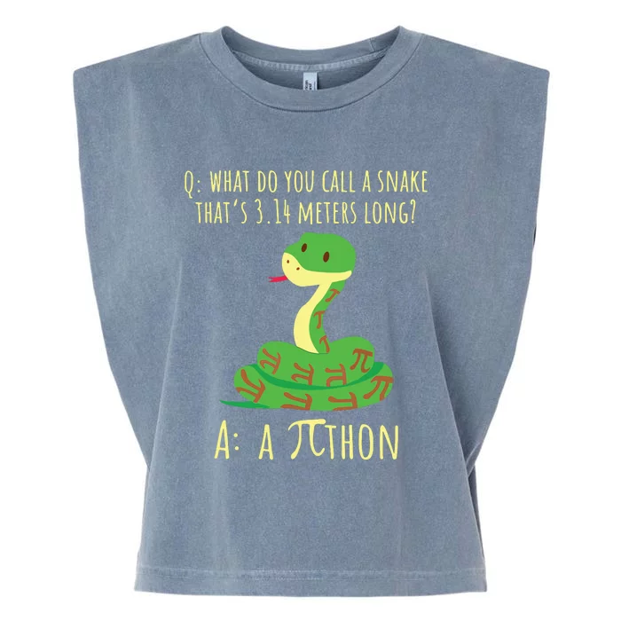 Python Pithon Pi Symbol Funny Math Teacher Pi Day Garment-Dyed Women's Muscle Tee