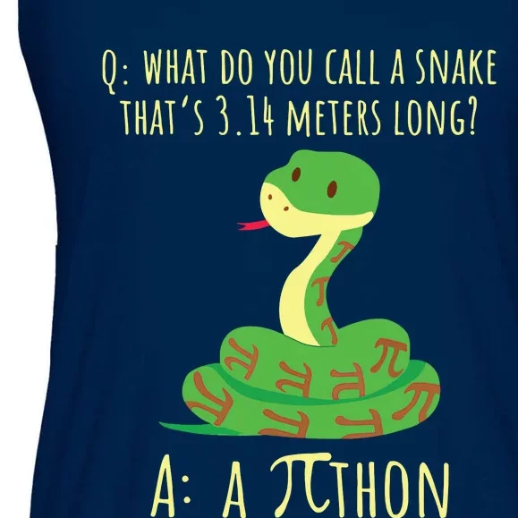 Python Pithon Pi Symbol Funny Math Teacher Pi Day Ladies Essential Flowy Tank