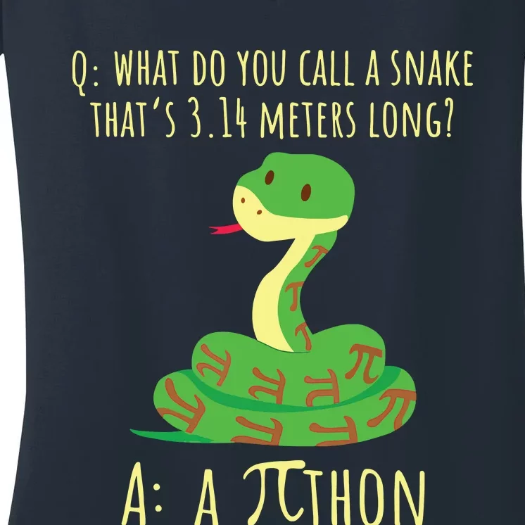 Python Pithon Pi Symbol Funny Math Teacher Pi Day Women's V-Neck T-Shirt