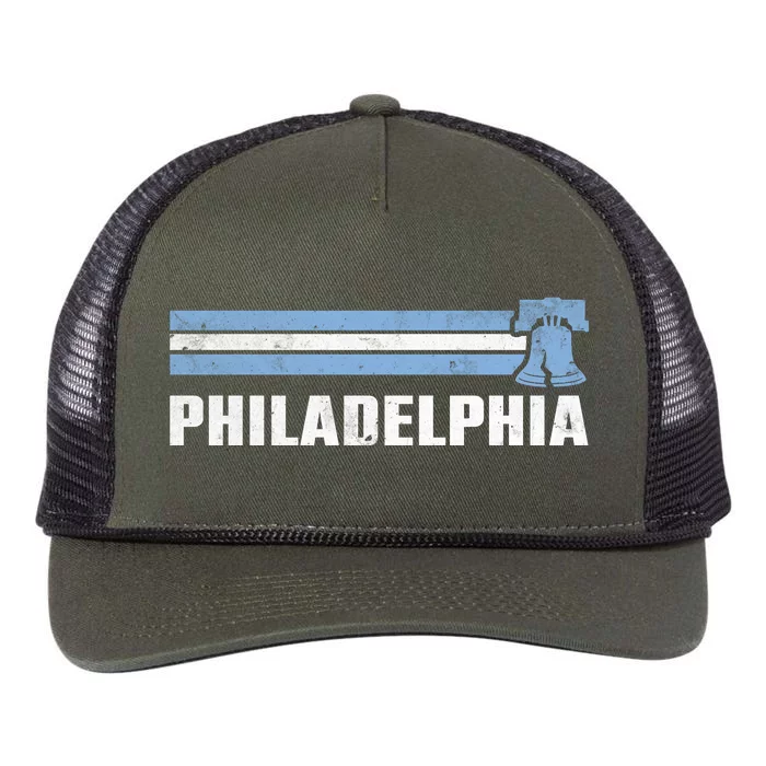 Philly Philadelphia Baseball Retro Vintage Stripes Retro Rope Trucker Hat Cap