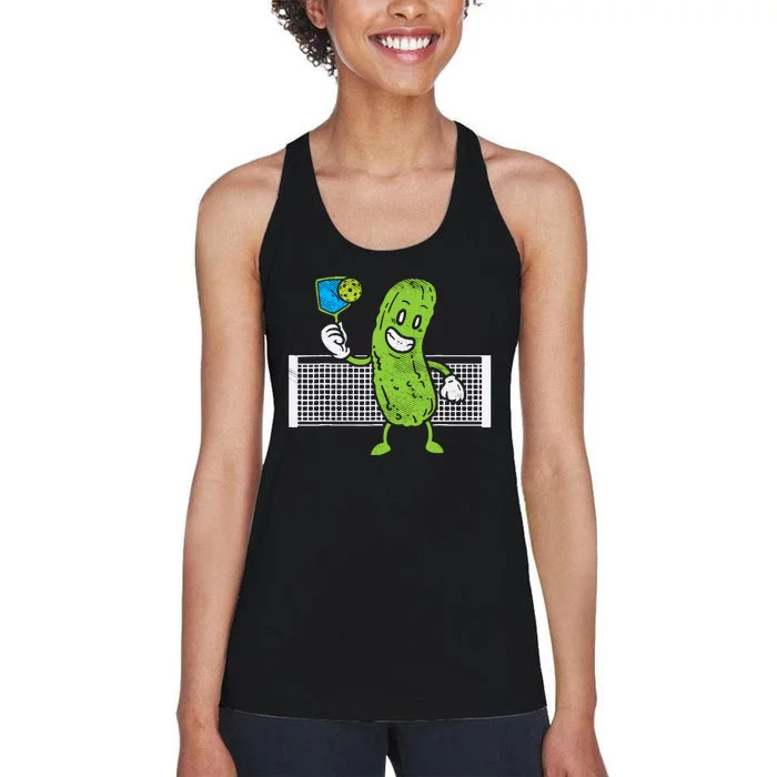 Pickle Playing Pickleball Funny Paddleball Gift Women's Racerback Tank