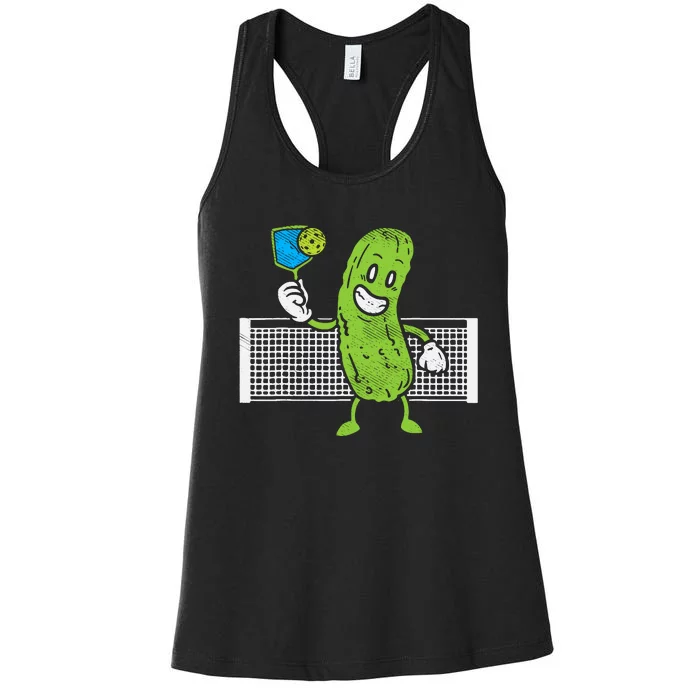 Pickle Playing Pickleball Funny Paddleball Gift Women's Racerback Tank