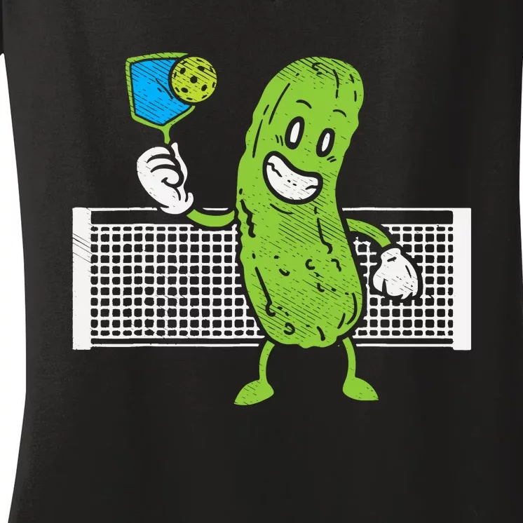 Pickle Playing Pickleball Funny Paddleball Gift Women's V-Neck T-Shirt