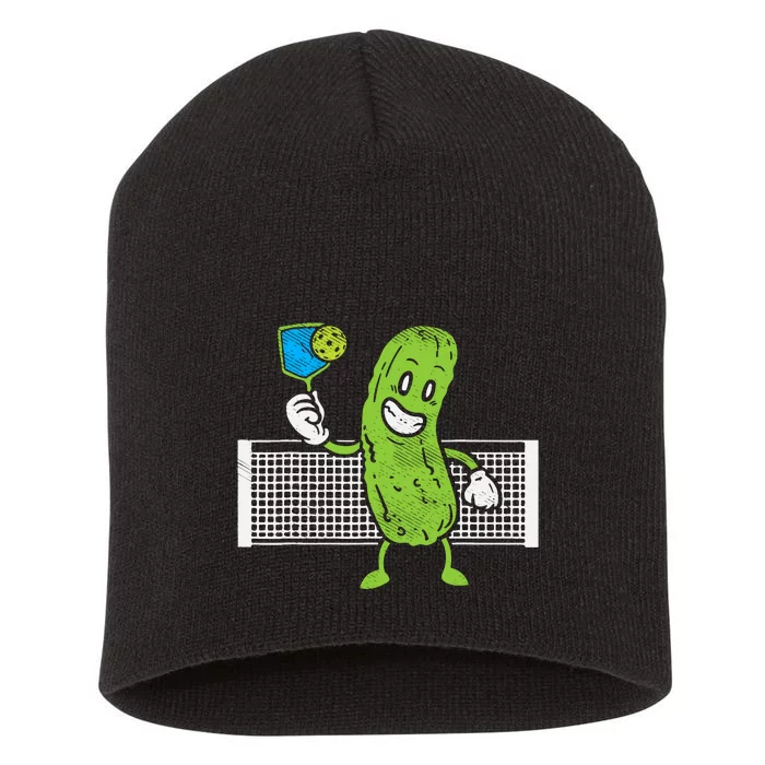 Pickle Playing Pickleball Funny Paddleball Gift Short Acrylic Beanie