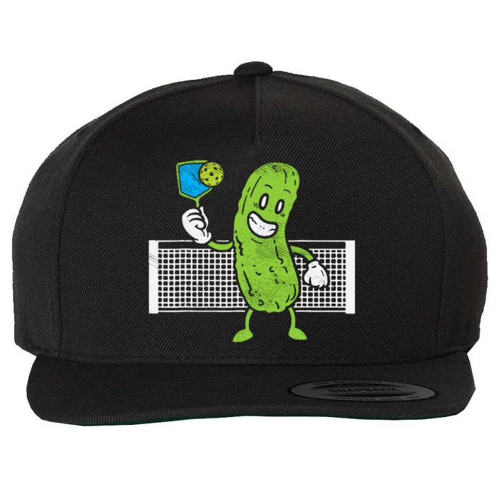 Pickle Playing Pickleball Funny Paddleball Gift Wool Snapback Cap