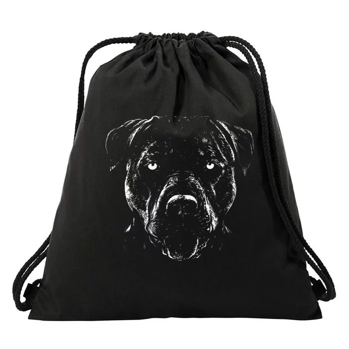 Pitbull Portrait Drawstring Bag