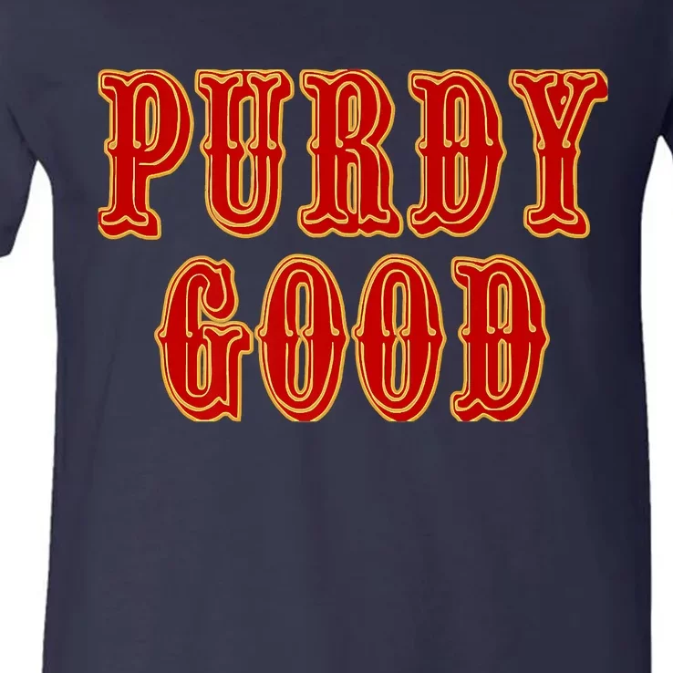 Purdy Purdy Purdy Good Football Quarterback V-Neck T-Shirt